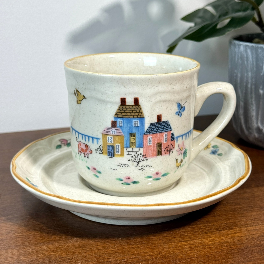 International Stoneware Heartland Mug and Saucer set Country Farm Tea Cup